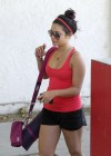 Vanessa Hudgens outside a pilates class in a short shorts
